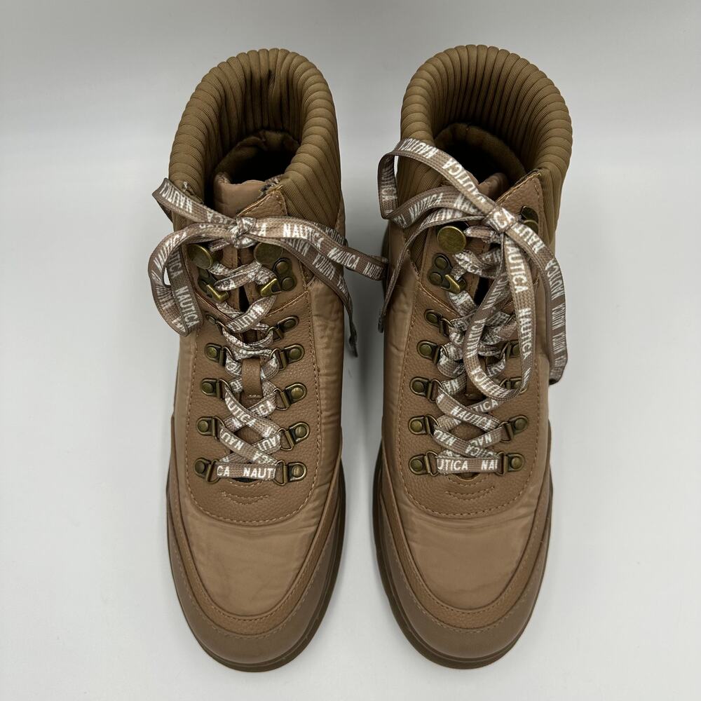 Vintage Y2K Nautica Lace Up Sabra Ankle Boots Booties Combat Tan Womens Size 8.5 - Picture 6 of 16